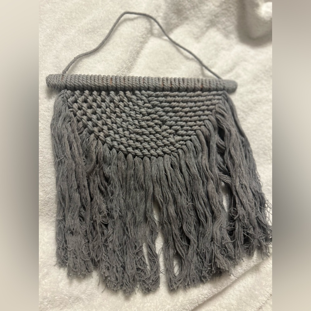 Gray Macrame Wall Hanging
